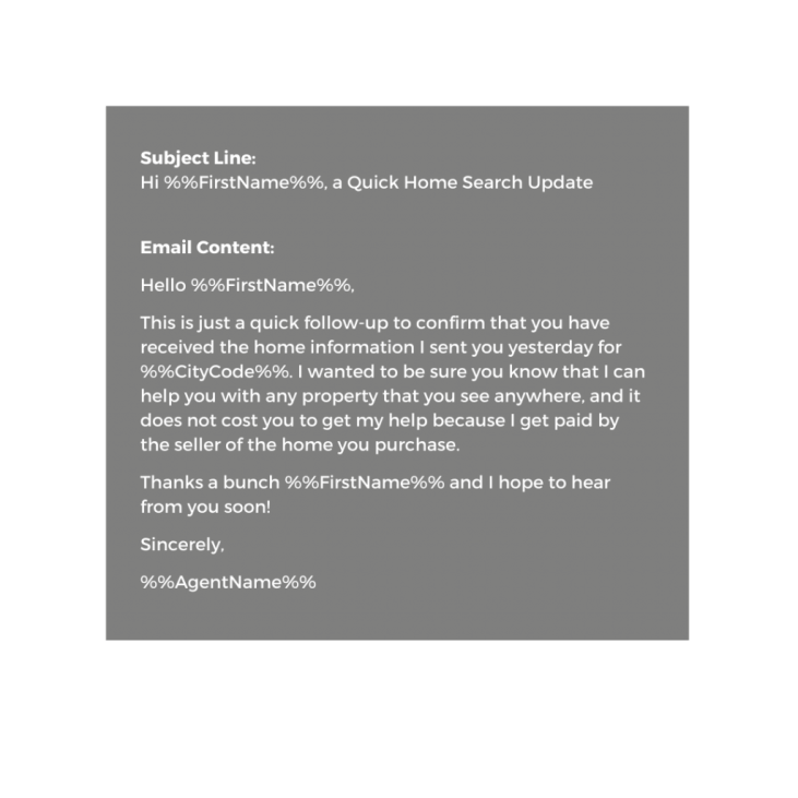Merge Field Codes in a Real Estate Email Template