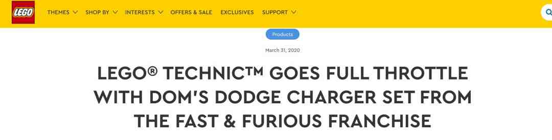 Lego press release headline