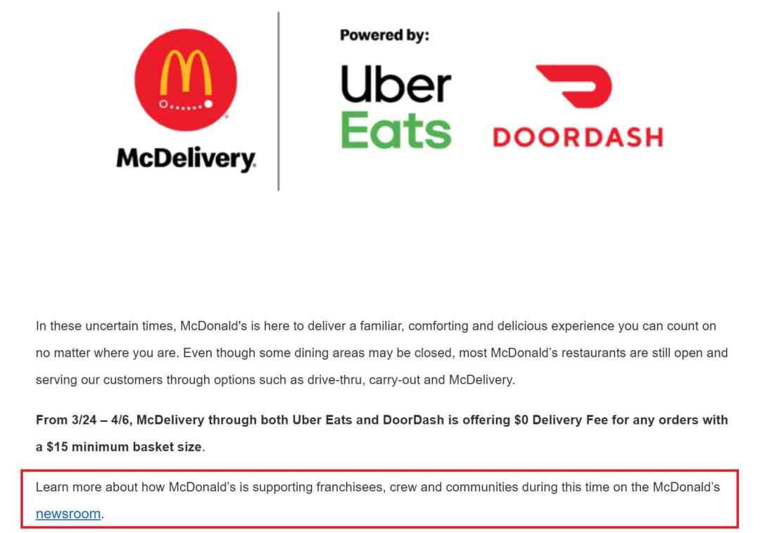 Press release example with CTA
