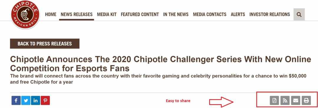 Chipotle provides several PR formats