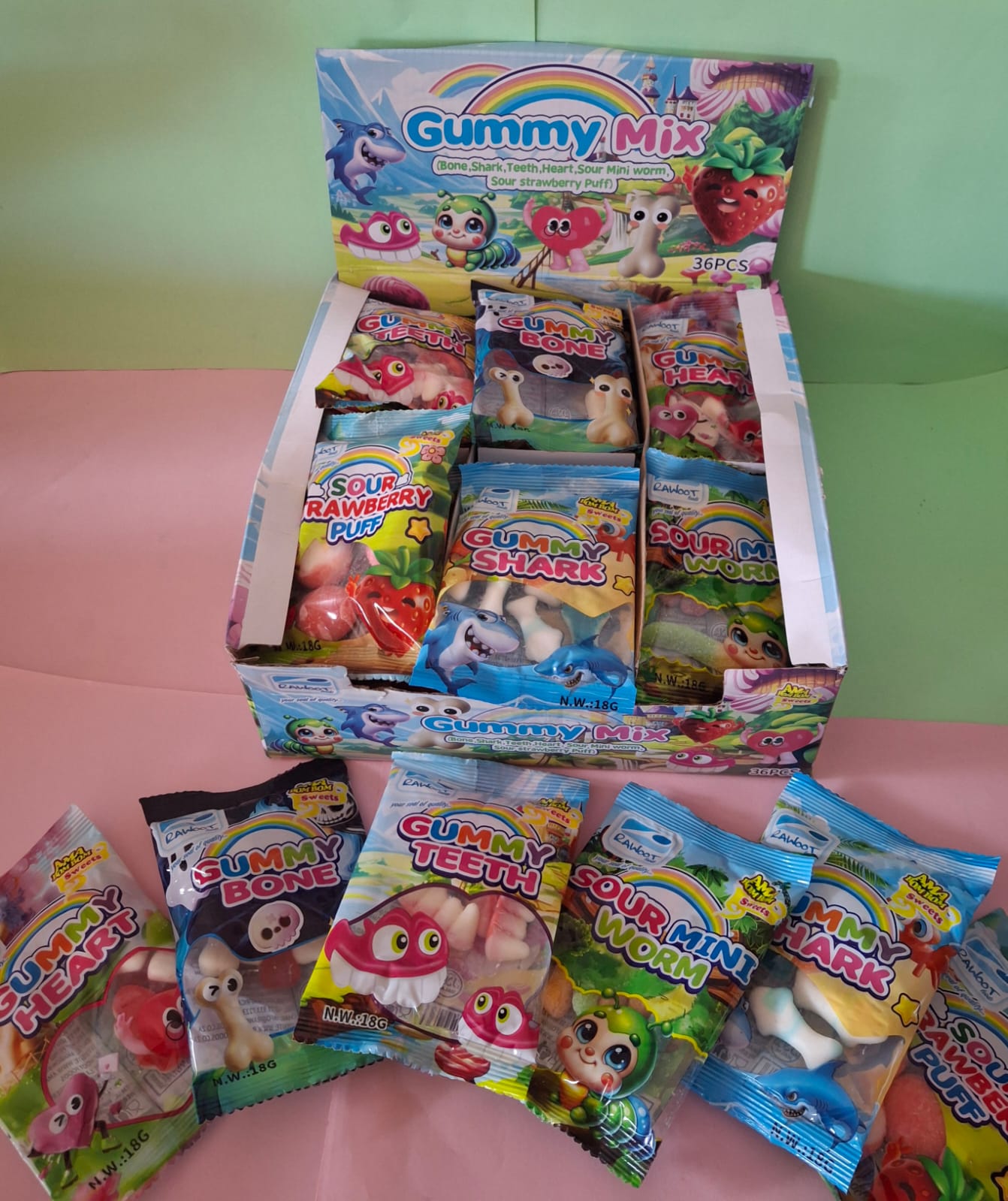 Assorted Gummies 18g - 36 per box from Extreme Sweets