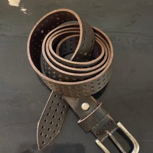 Cintura in pelle traforata moro