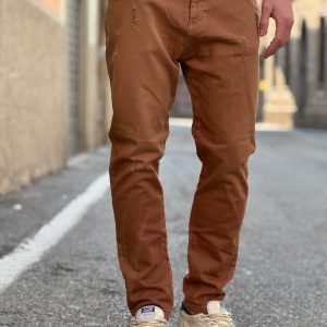 Pantalone tapered fit tobacco