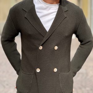 Giacca cardigan doppio petto militare
