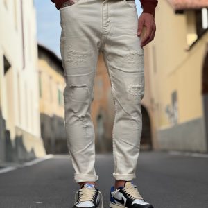 Jeans 5 tasche panna