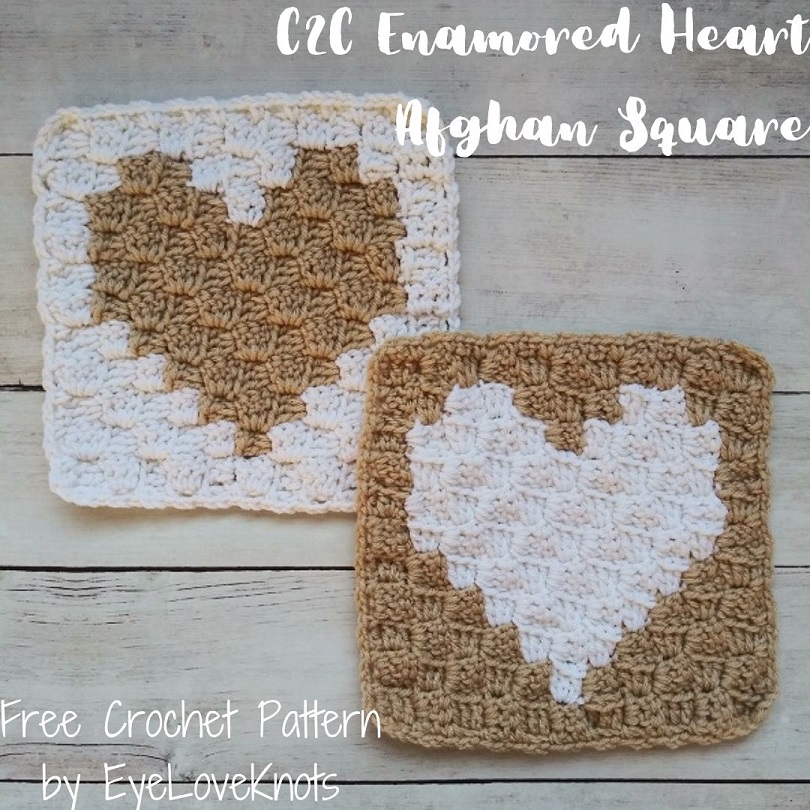 When we love our feeling overflows with joy and that we can pass on to our family and friends. C2c Enamored Heart Afghan Square Free Crochet Pattern Eyeloveknots