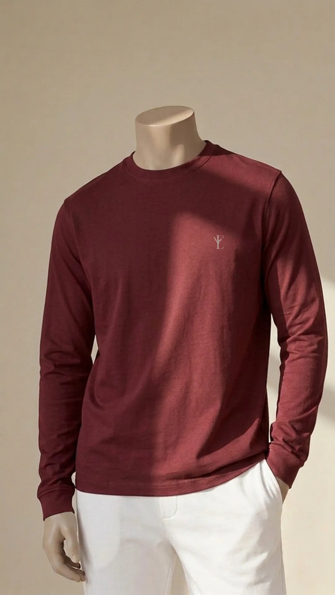 Unisex Maroon Tee Full Sleeves
