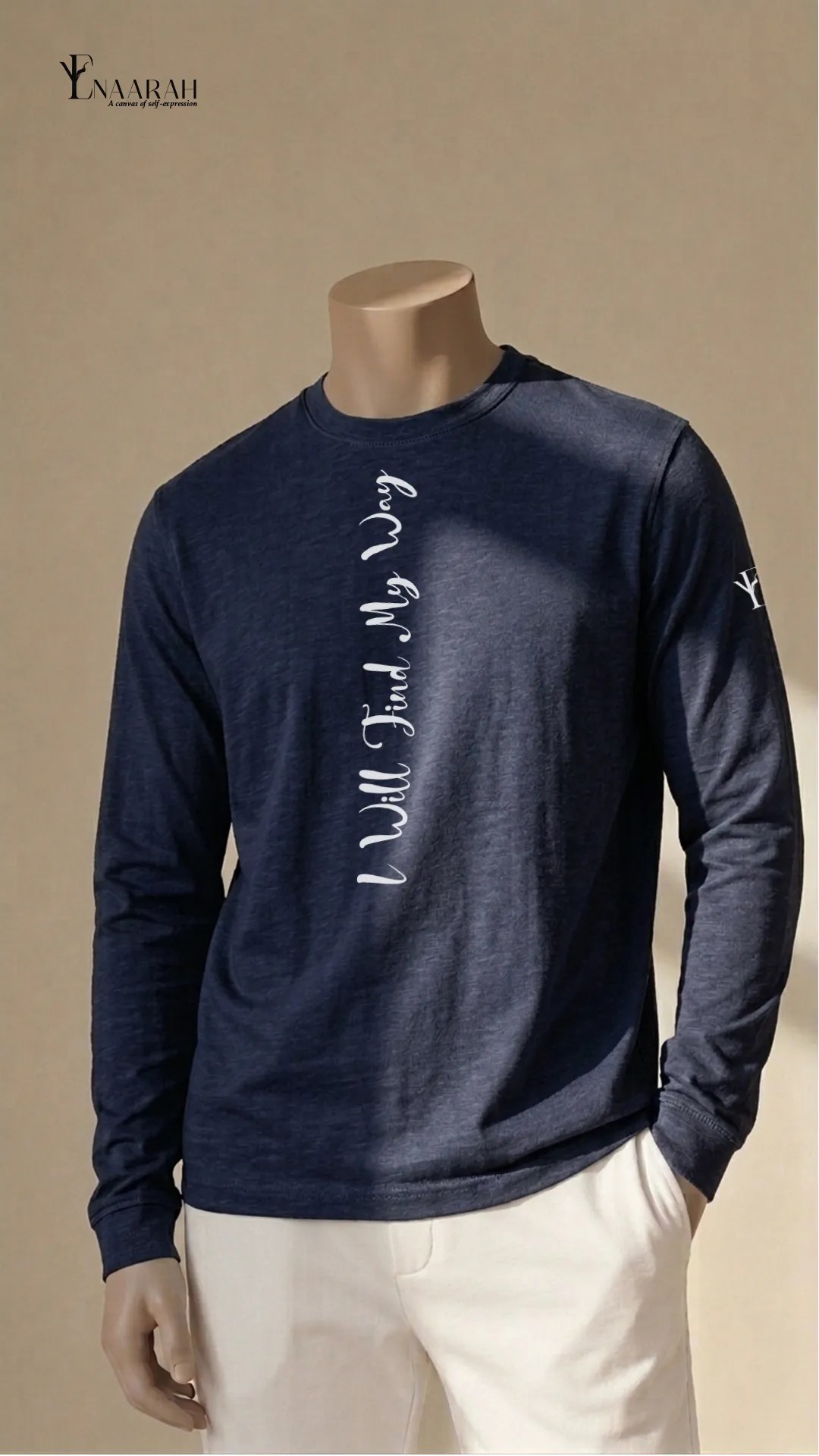 Unisex Navy Full sleeves t-shirt