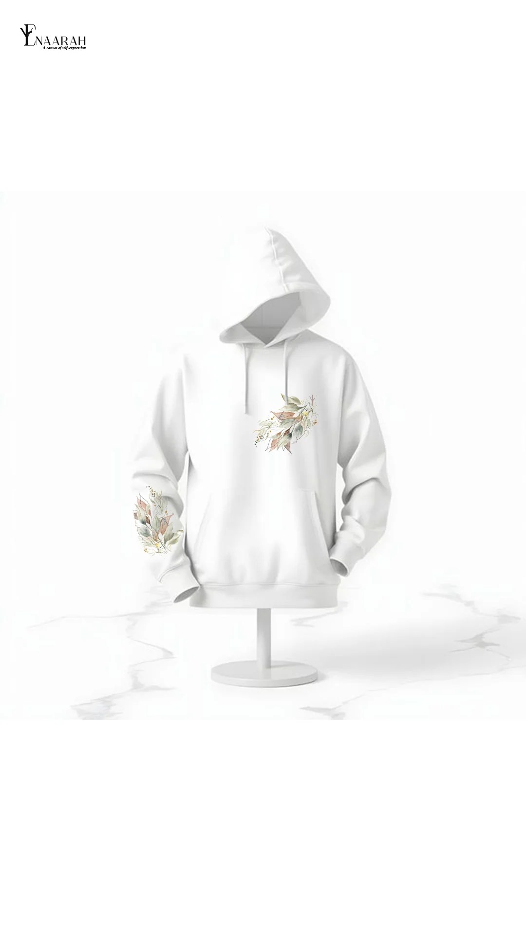 Unisex White Pull Up Hoodie