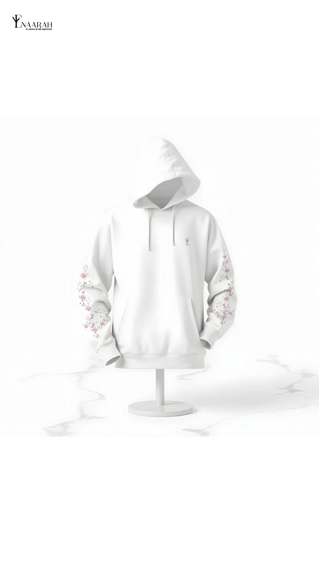 WHITE PULL UP HOODIE