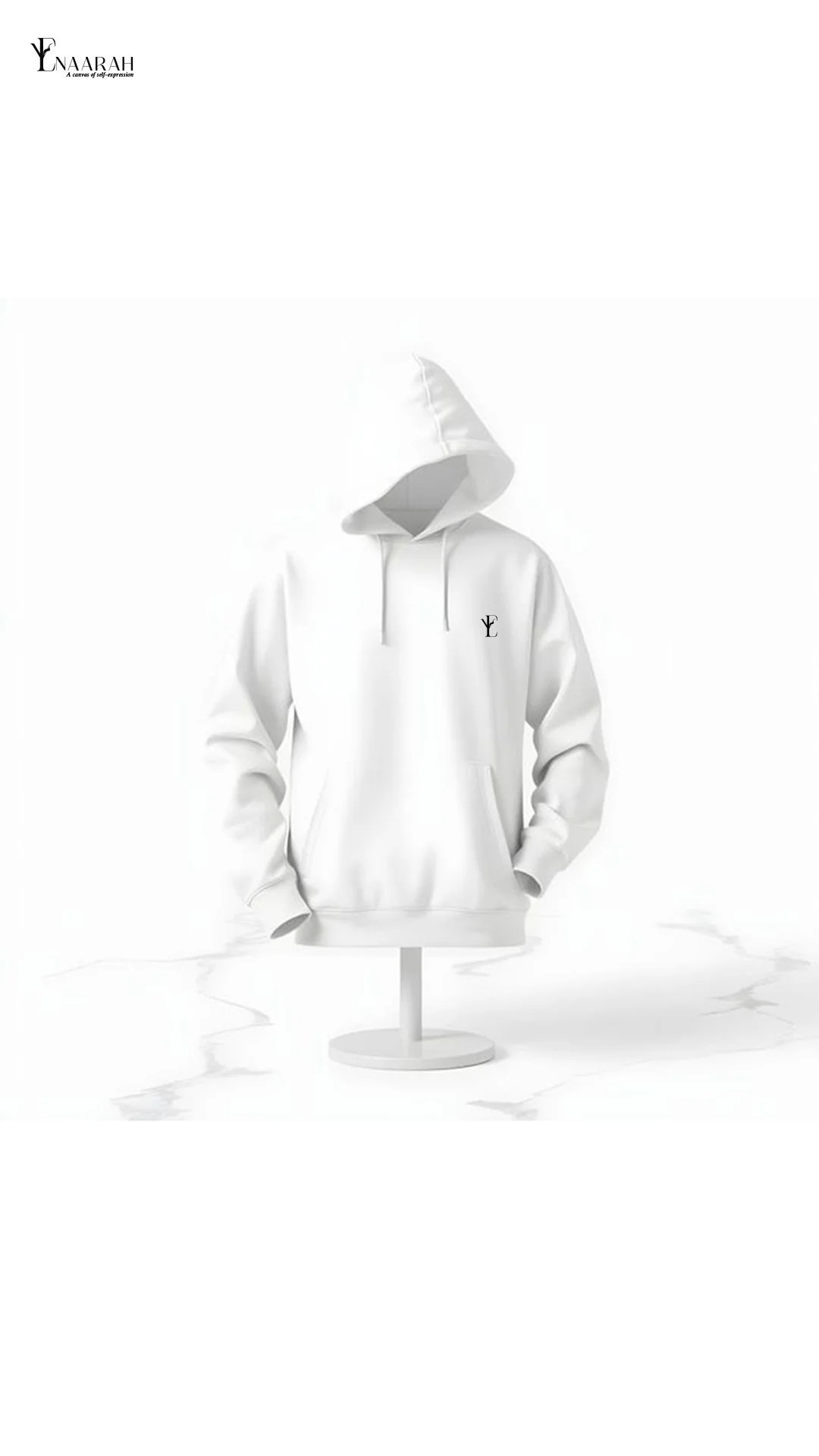 Unisex White Pull Up Hoodie