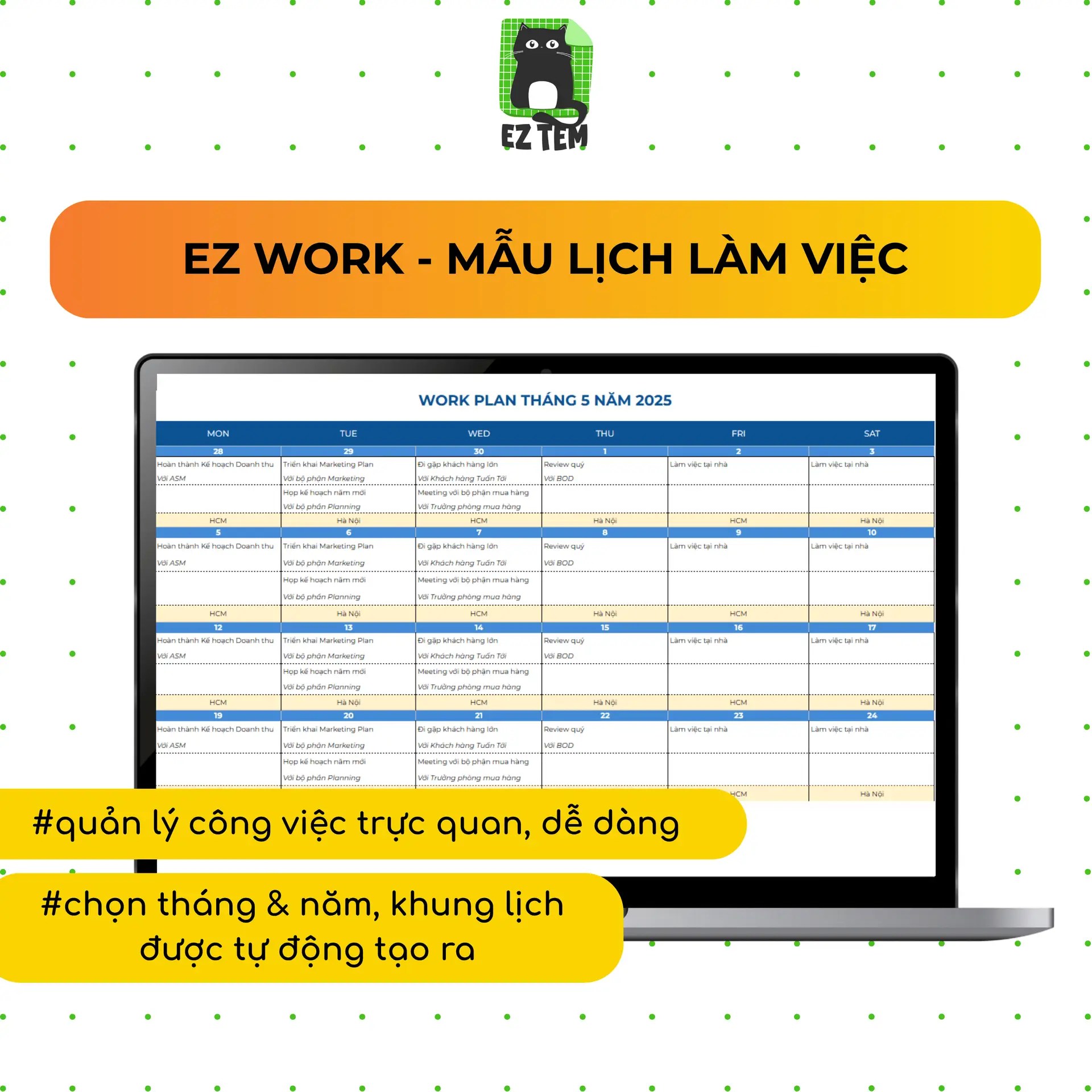 Mẫu Lịch làm việc Work Plan