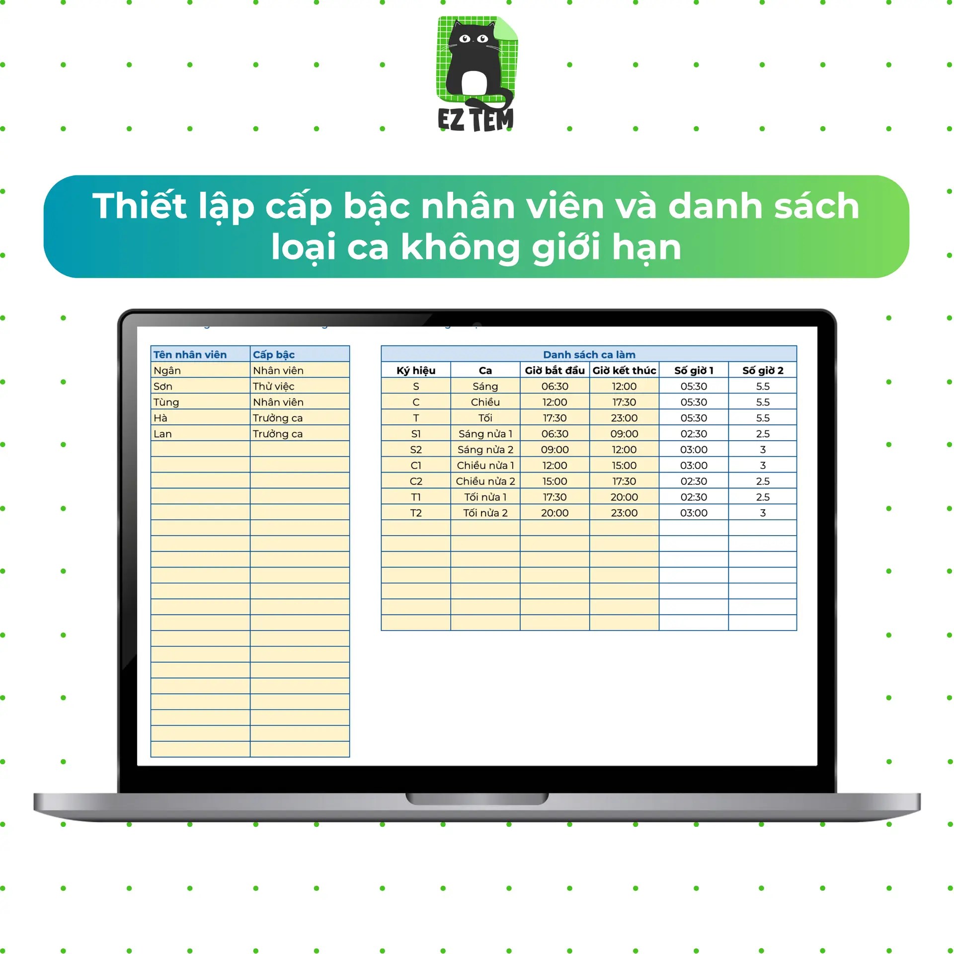 Đăng ký lịch làm và xếp ca