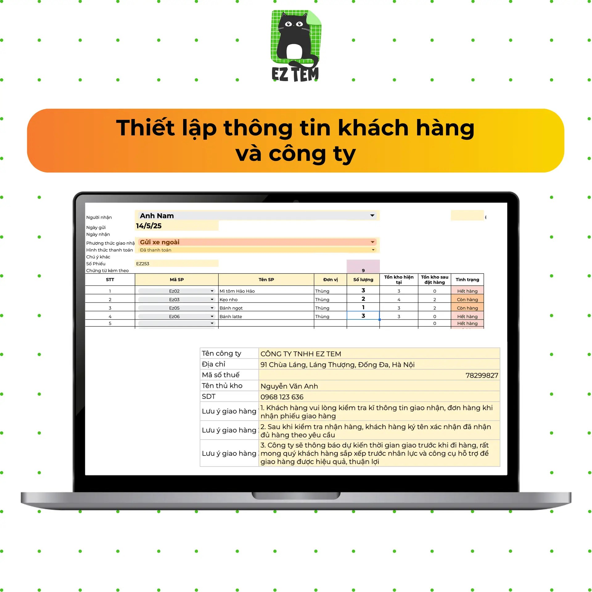 Phiếu xuất kho tiện lợi