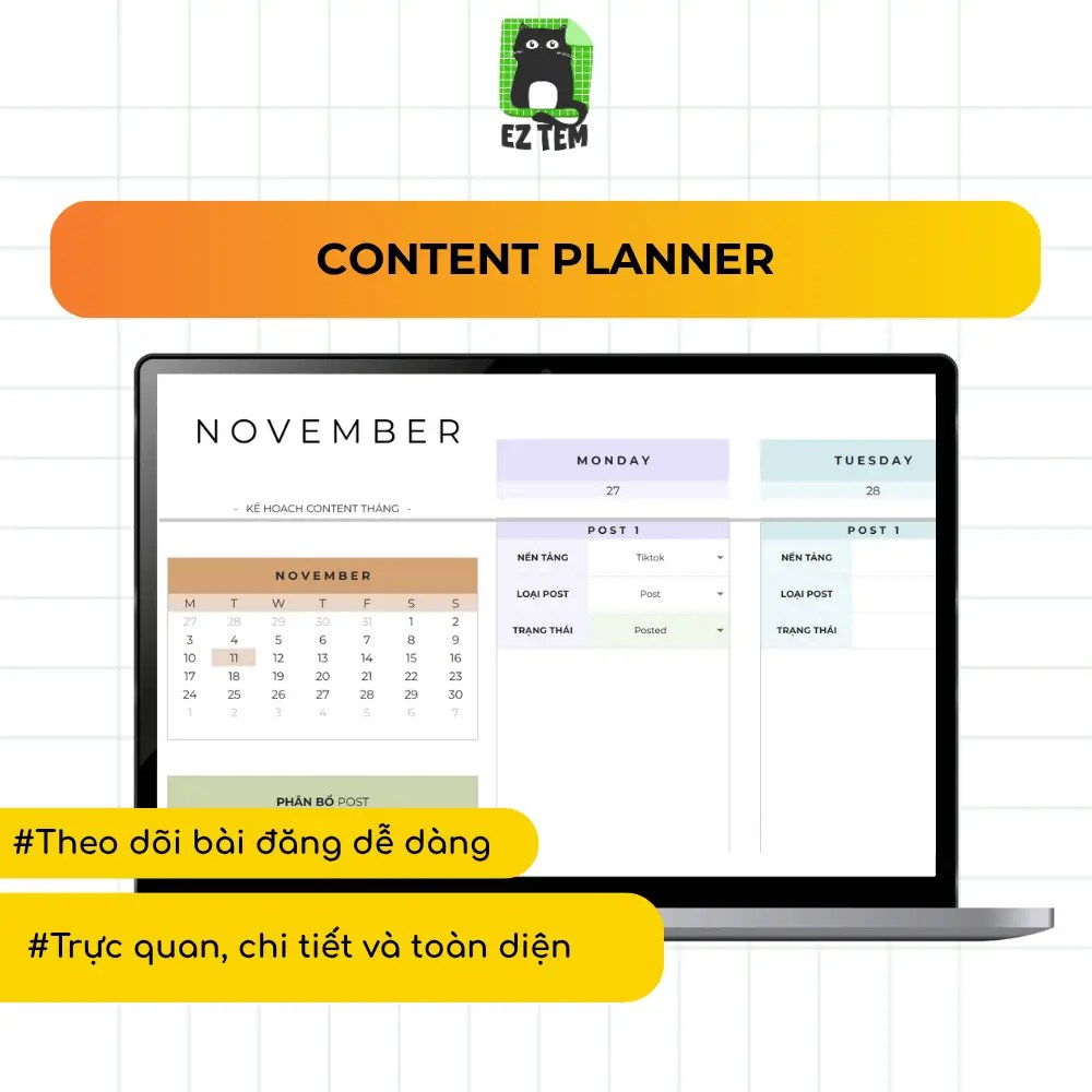 Content Planner | Mẫu Quản lý Nội dung Social Media