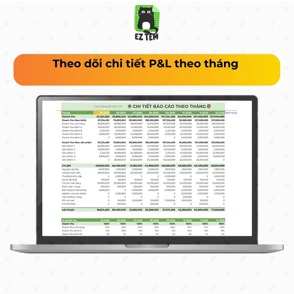 Mẫu Quản lý Doanh thu, Chi phí Cửa hàng