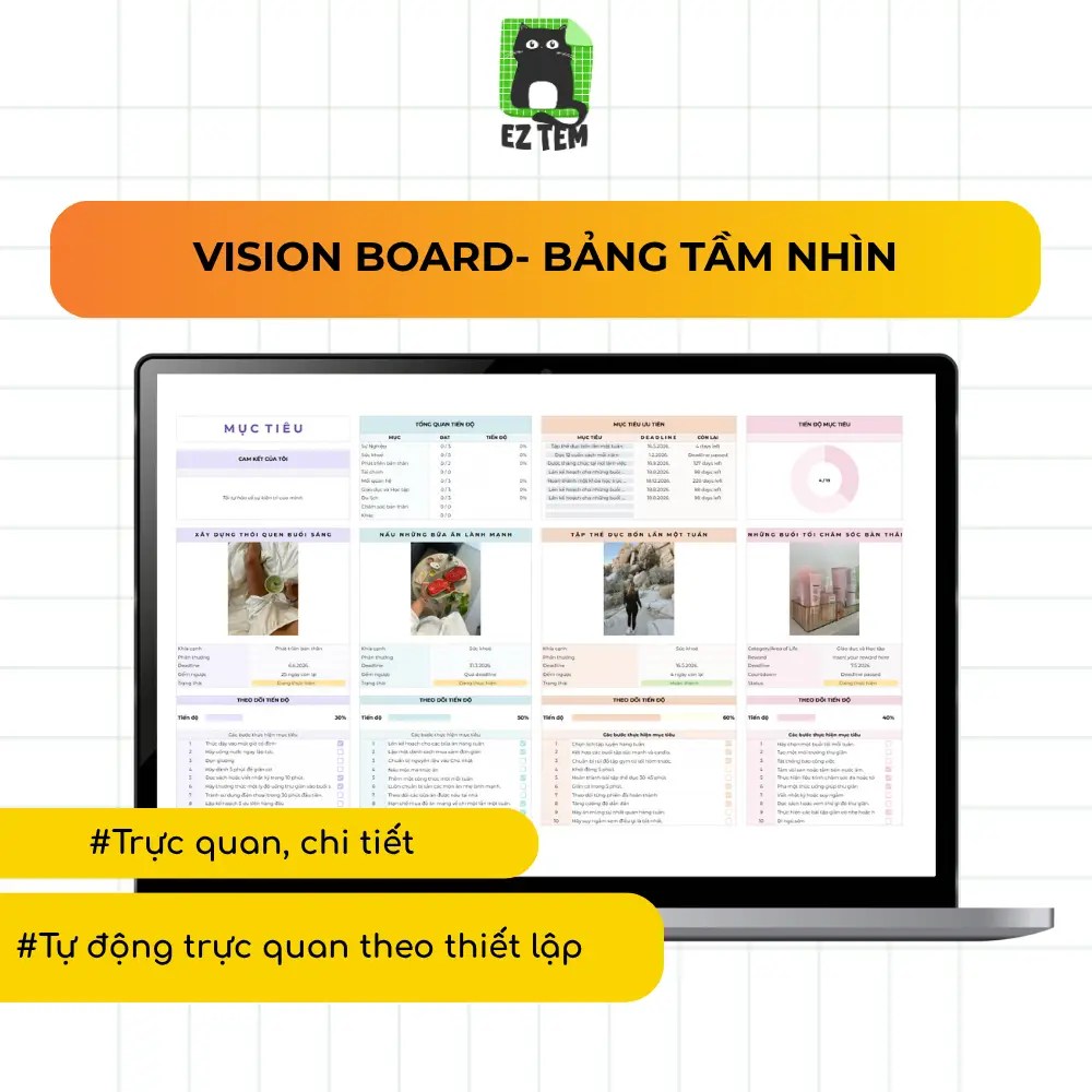 Vison Board Template - Mẫu Bảng Tầm nhìn siêu đẹp