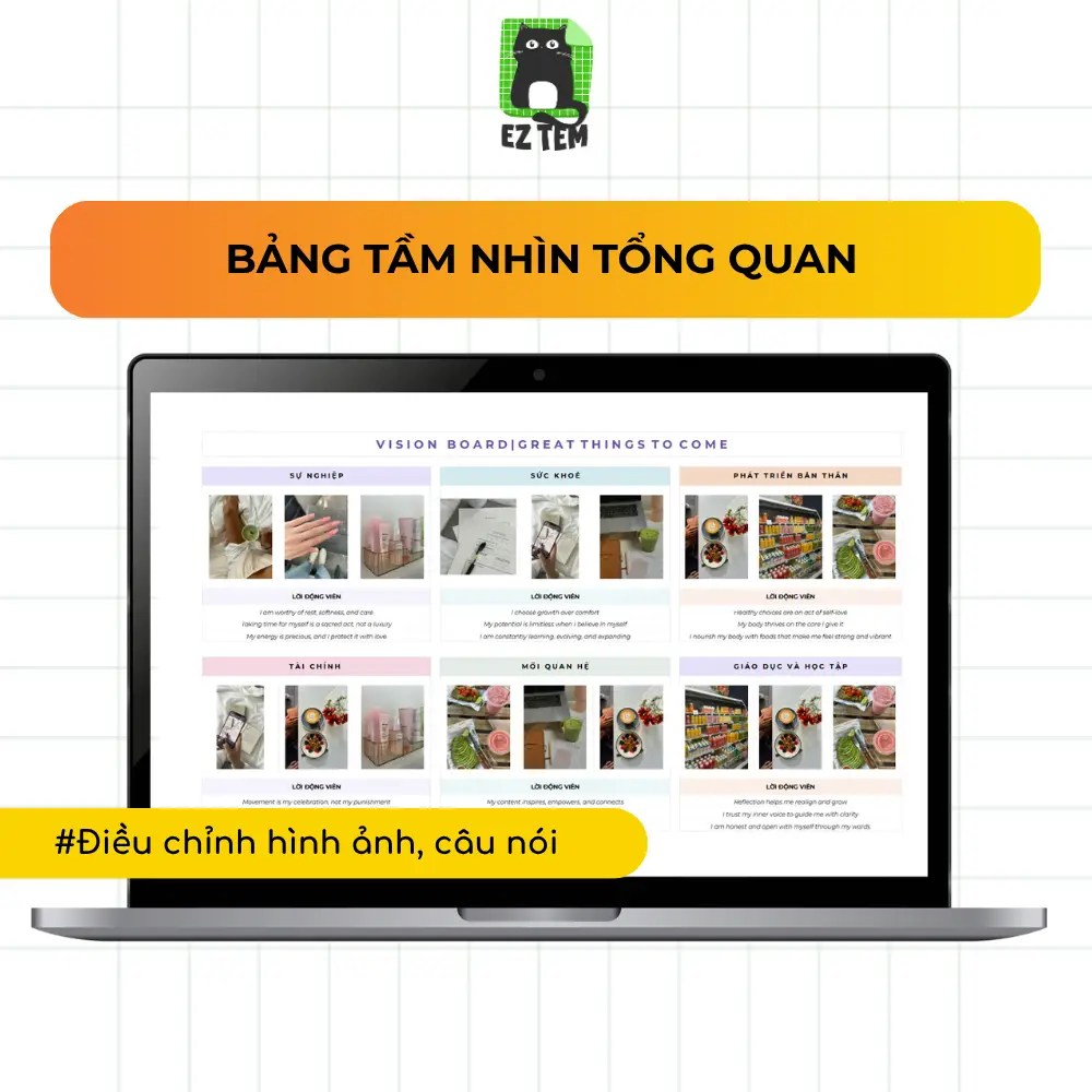 Vison Board Template - Mẫu Bảng Tầm nhìn siêu đẹp