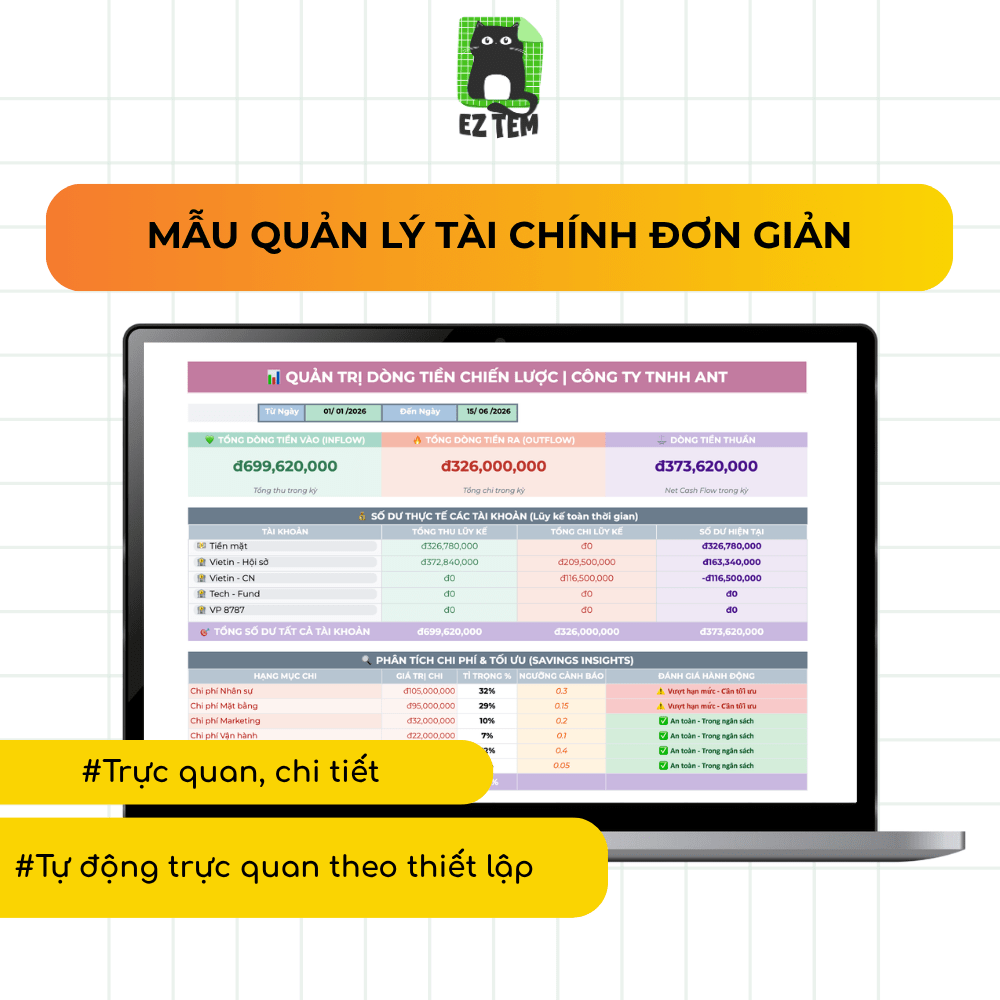 Mẫu Quản lý Tài chính Doanh nghiệp Đơn giản (SME, Cửa hàng bán lẻ, Nhà hàng,...)