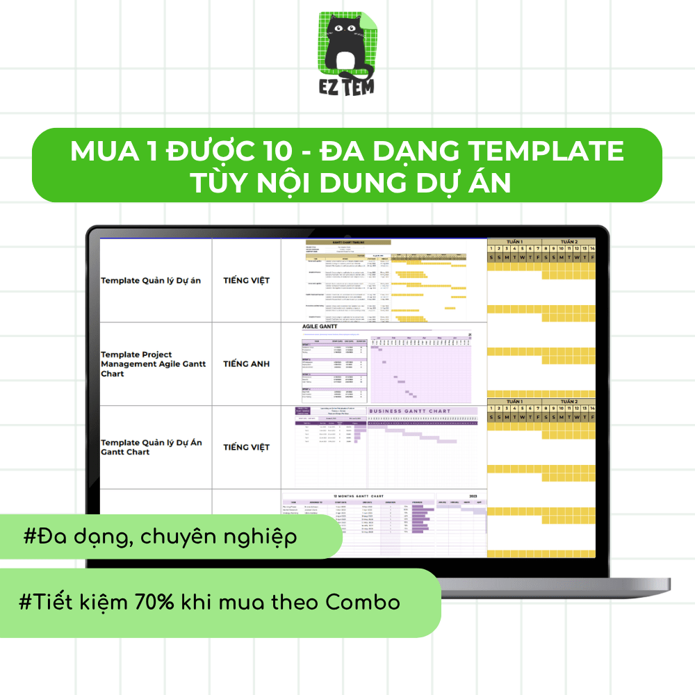 Combo 10 Mẫu Quản Lý Dự Án Thông Minh (Bundle 10+ Project Management Template)
