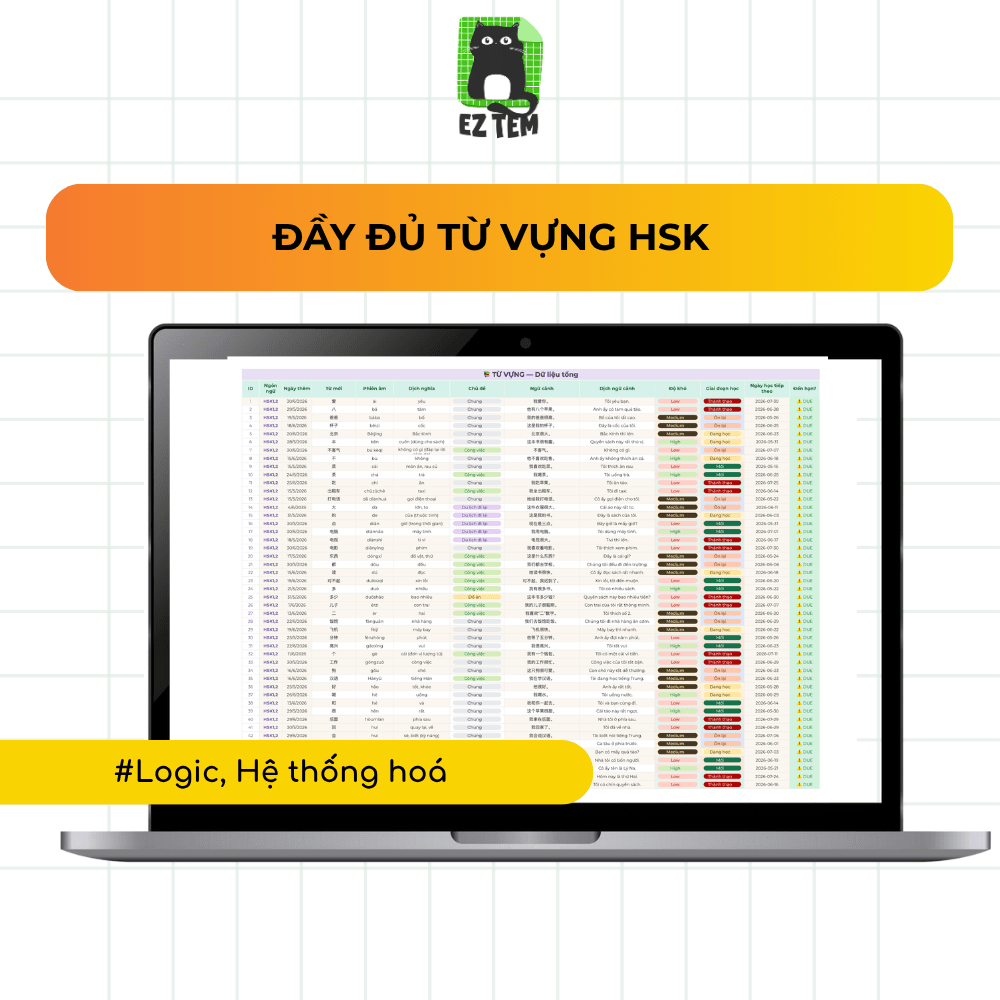 HSK Guru - Mẫu Học Từ Vựng HSK Tự động (HSK 1 đến HSK 5)