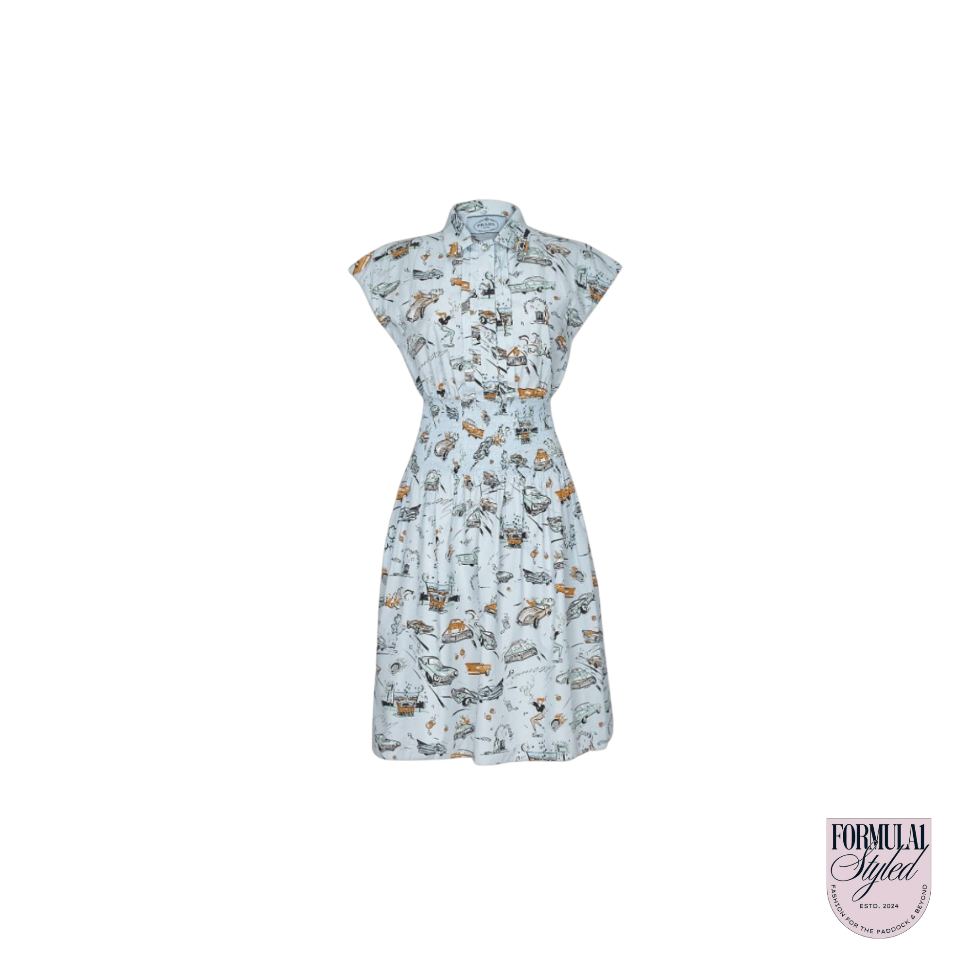 Prada Car Print Knee-Length Dress