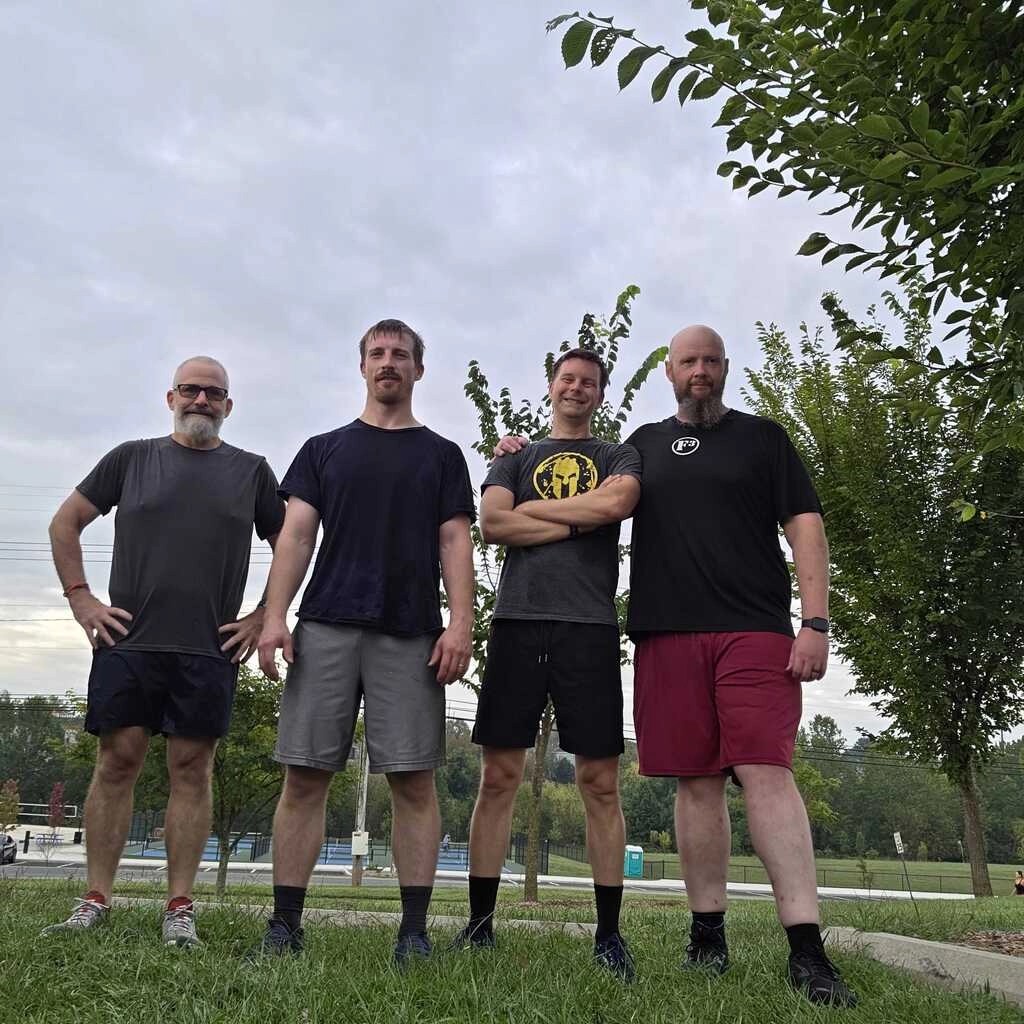 Chimichanga, Big Red, Jackstand (Jeremy), and Evan after the Sept 12, 2026 IronPAX Runners are People Too! workout