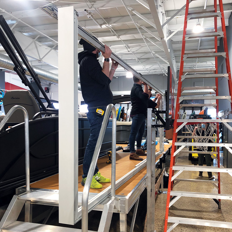 SEG Fabric Light Box Professional installation for boat showroom