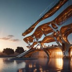 AI Generative Design Architecture creating complex structural forms impossible to design through traditional methods