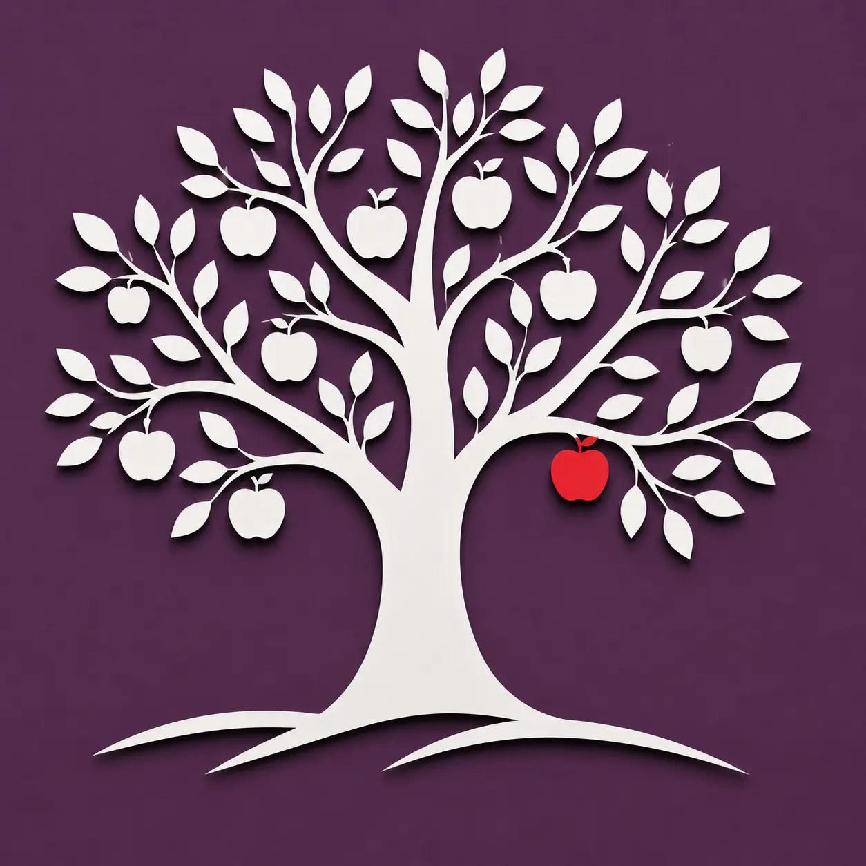 Minimalistische Illustration eines Apfelbaumes als Titelbild für eine Kurzgeschichte über einen Apfeldieb