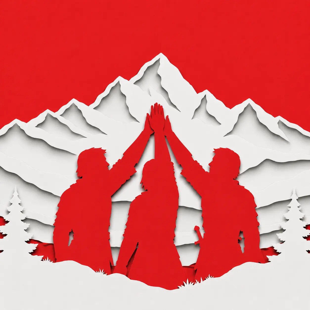 Minimalistische Illustration der drei Eidgenossen beim Rütlischwur als Titelbild einer Kurzgeschichte