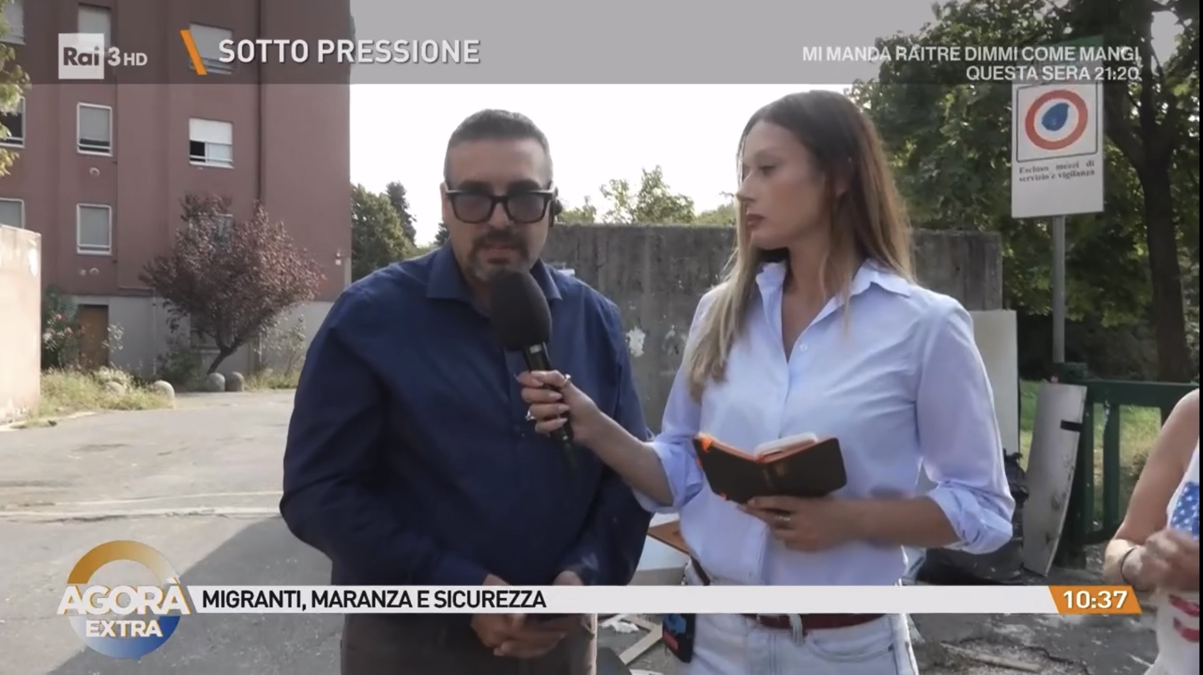 Screenshot dell'intervista TV di Fabio Godino sulle case popolari di via Bisnati, Bruzzano