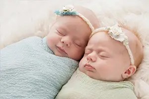 twins sleeping peacefully through the night.
