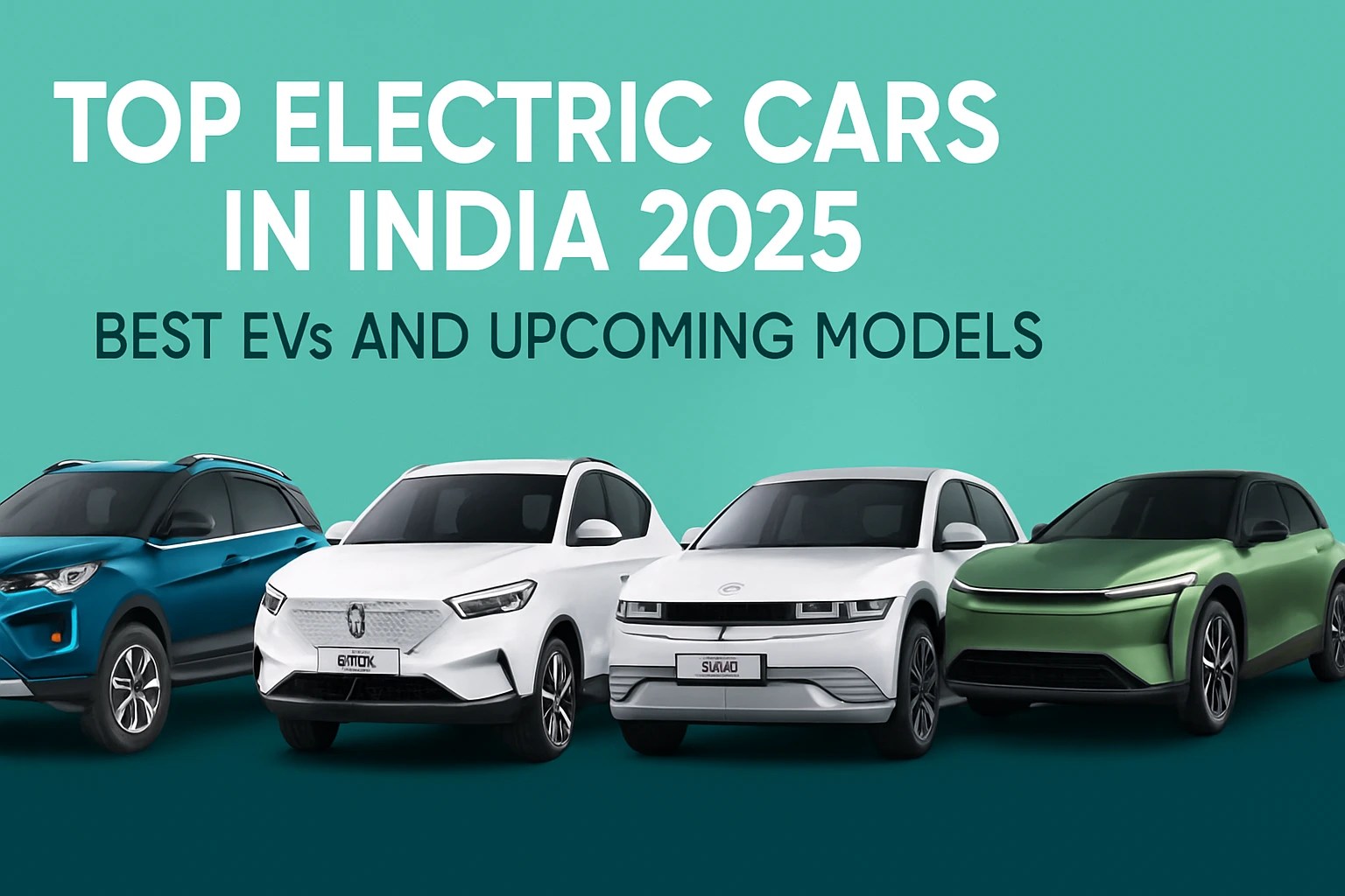 Top Electric Cars in India 2025 showcasing best EVs from Tata, MG, Mahindra, and Hyundai with modern designs.