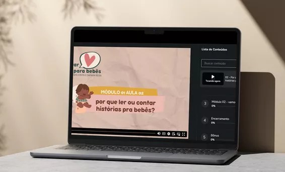 Área de membros do curso Ler e Contar para Bebês