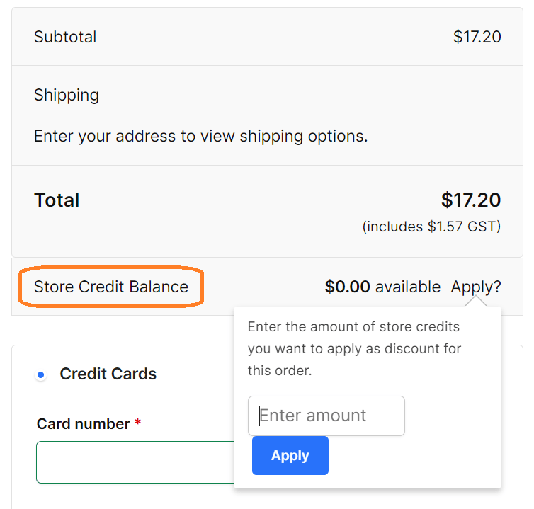 Store Credit Balance