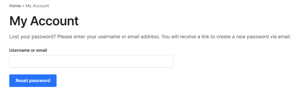 reset password