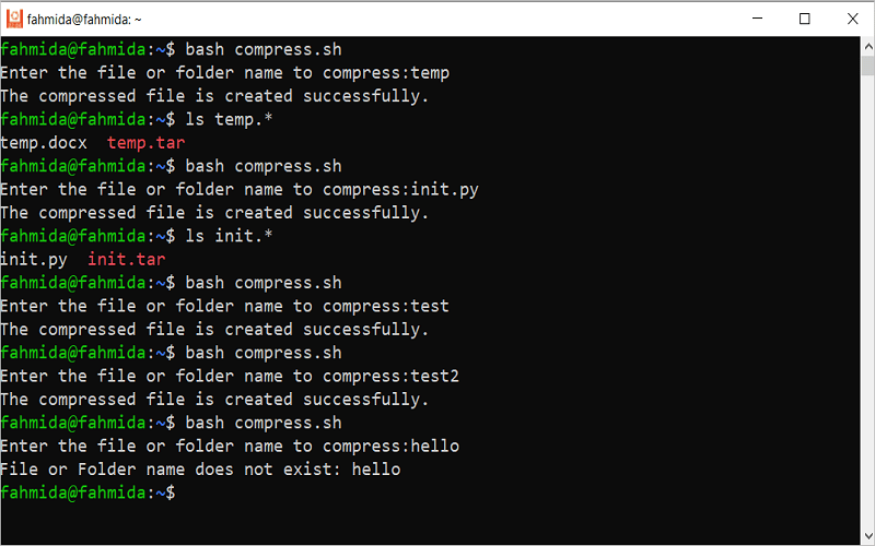Compress a file or folder by using the bash script – FahmidasClassroom