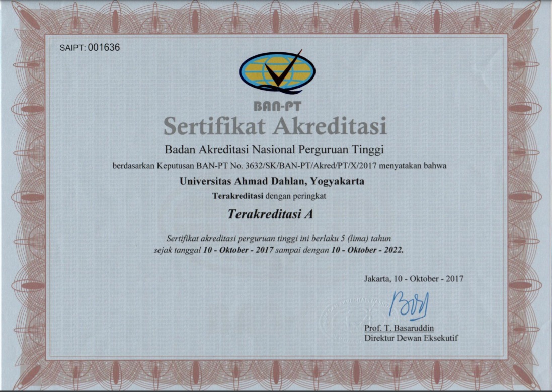 Universitas sebelas maret surakarta (uns). Info Admisi Sertifikat Akreditasi Universitas Fakultas Agama Islam Universitas Ahmad Dahlan