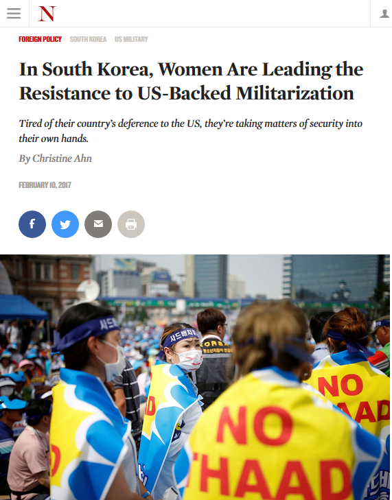 The Nation: In South Korea, Women Are Leading the Resistance to US-Backed Militarization