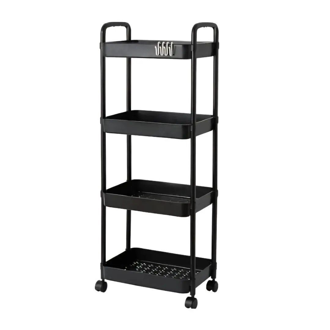4-Tier Kitchen Storage Rack Rolling Utility Cart with Wheels and Handle