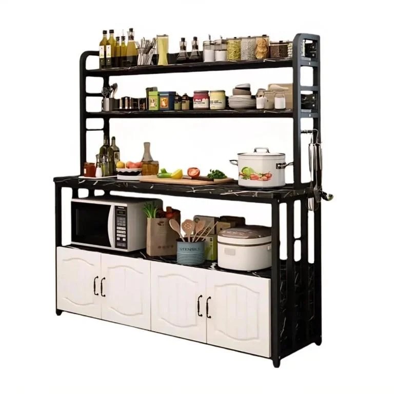 Multi-Layer Kitchen Storage Rack Cabinet – Floor-Standing Microwave Rack