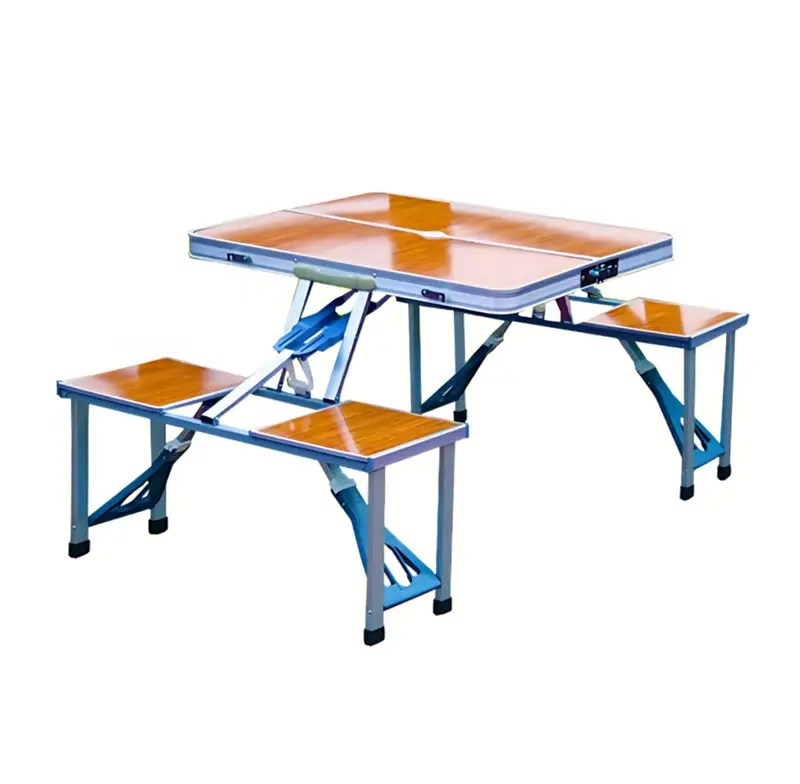 Portable Folding Compact Aluminum Picnic Table with Chair & Adjustable Legs