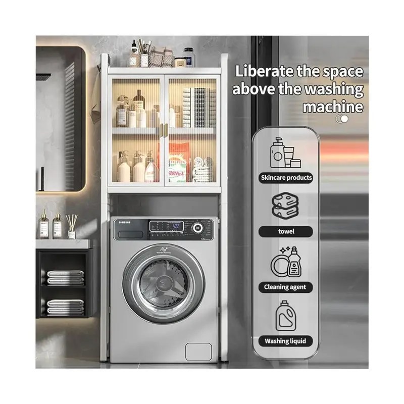 Over Washer and Dryer Washing Machine Storage Rack Shelf – Multi-Functional Bathroom & Laundry Organizer