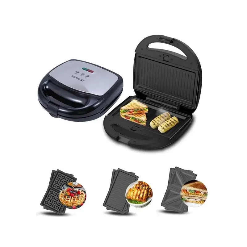 Sonashi 3-in-1 Multi Snack Maker SSM-861 – Sandwich, Grill & Waffle Maker