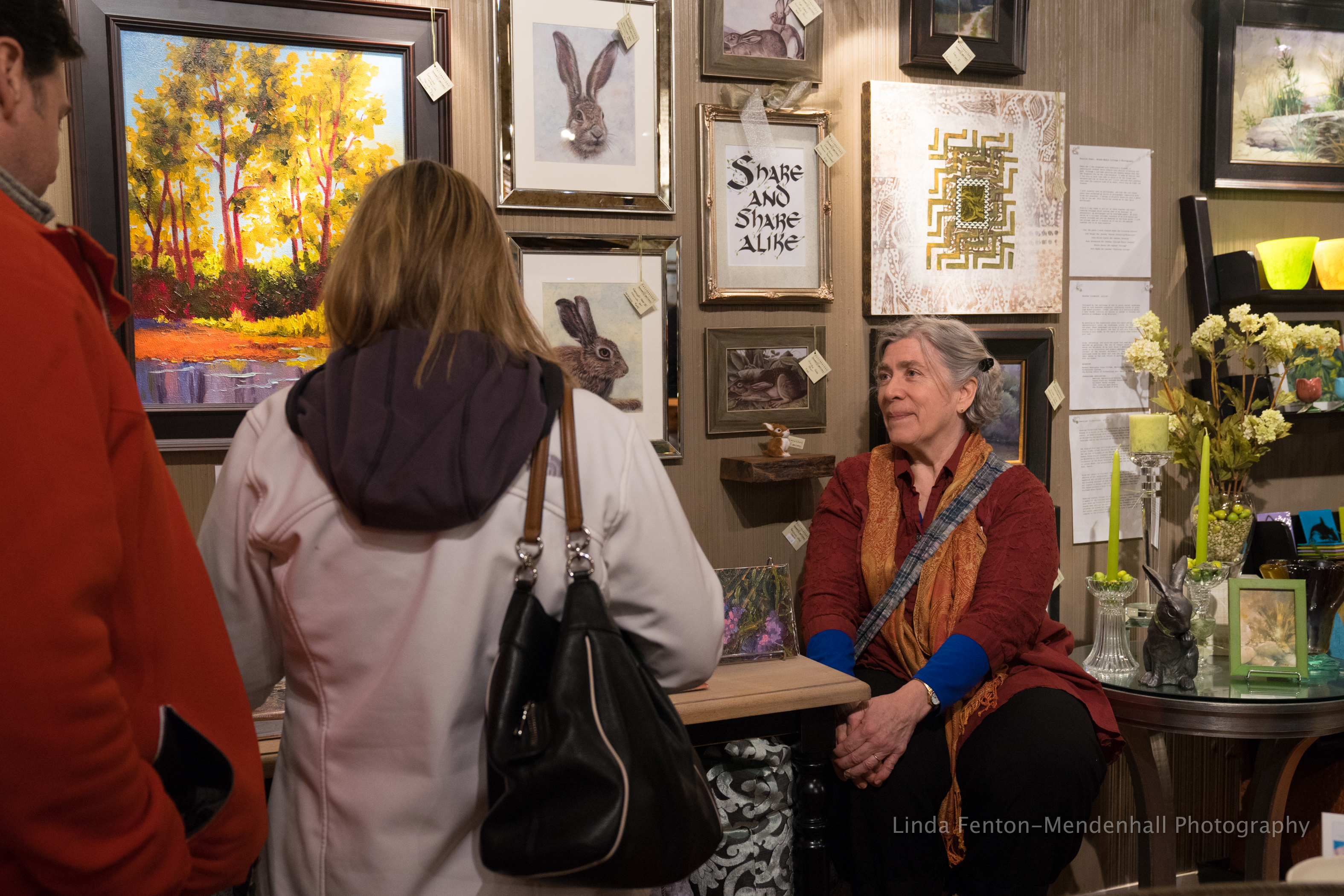 Karen E. Lewis and her art patrons at FRESH GREENS.
