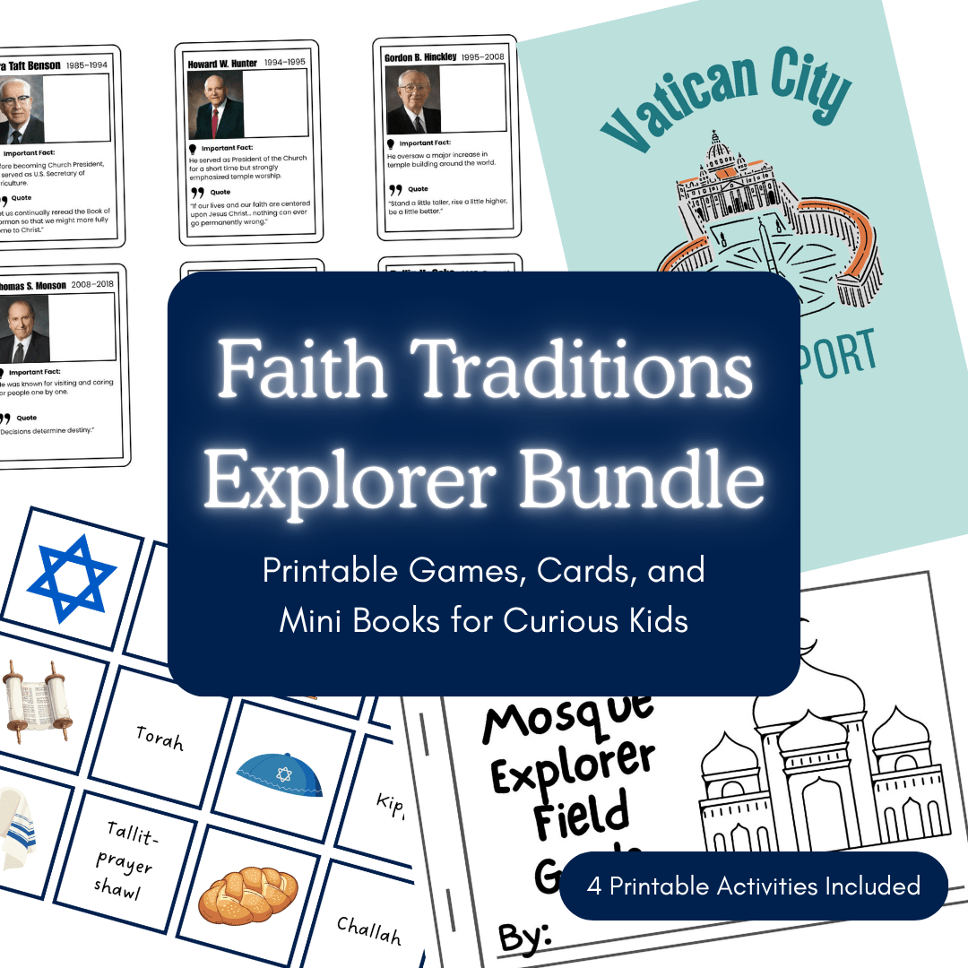 Faith Traditions Explorer Bundle: Printable Games, Cards, and Mini Books for Curious Kids