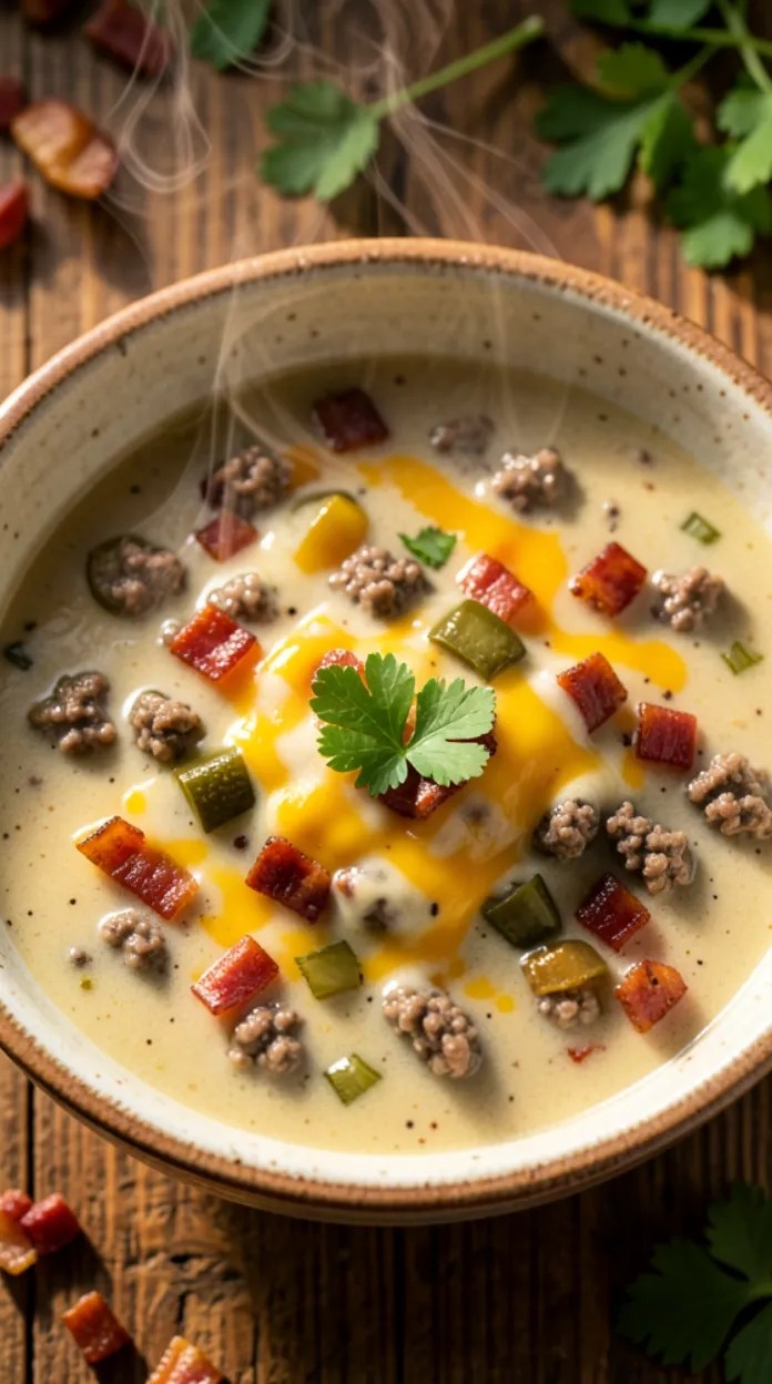 Loaded Bacon Cheeseburger Soup