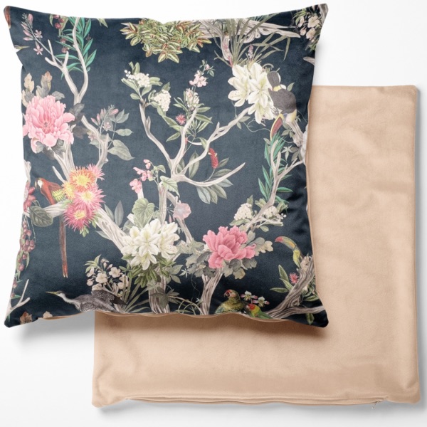 Crafty Velvet Cushion Cover Chinoiserie Midnight