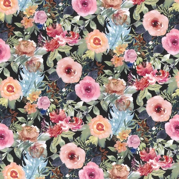 Rose and Hubble Floral Poplin 7 Black